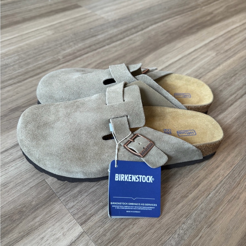 Birkenstock Taupe Suede Clogs